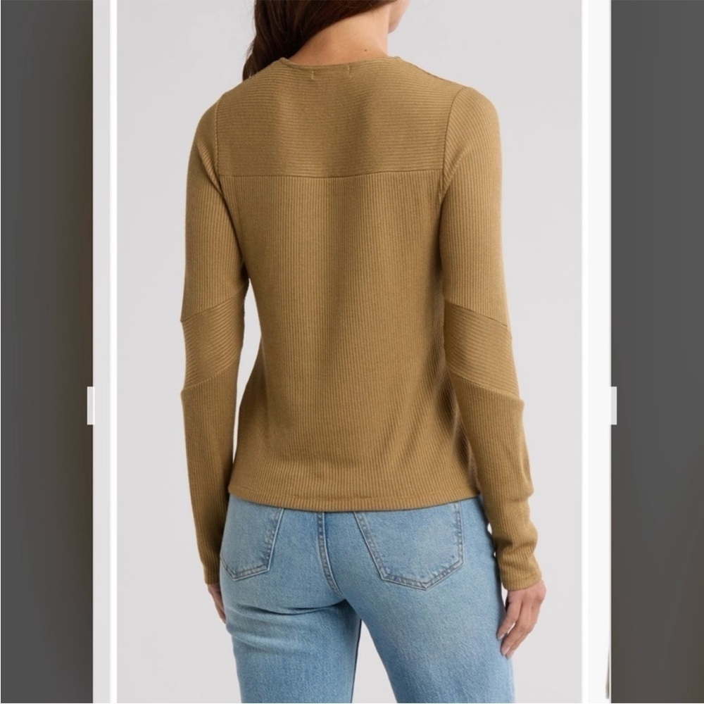 rag & bone The Knit Rib T-Shirt in Khaki - Picture 3 of 5